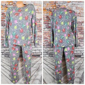 Victorias Secret Pink Sm Med Pajamas Cozy Sleep Shirt Jogger Christmas Light Set